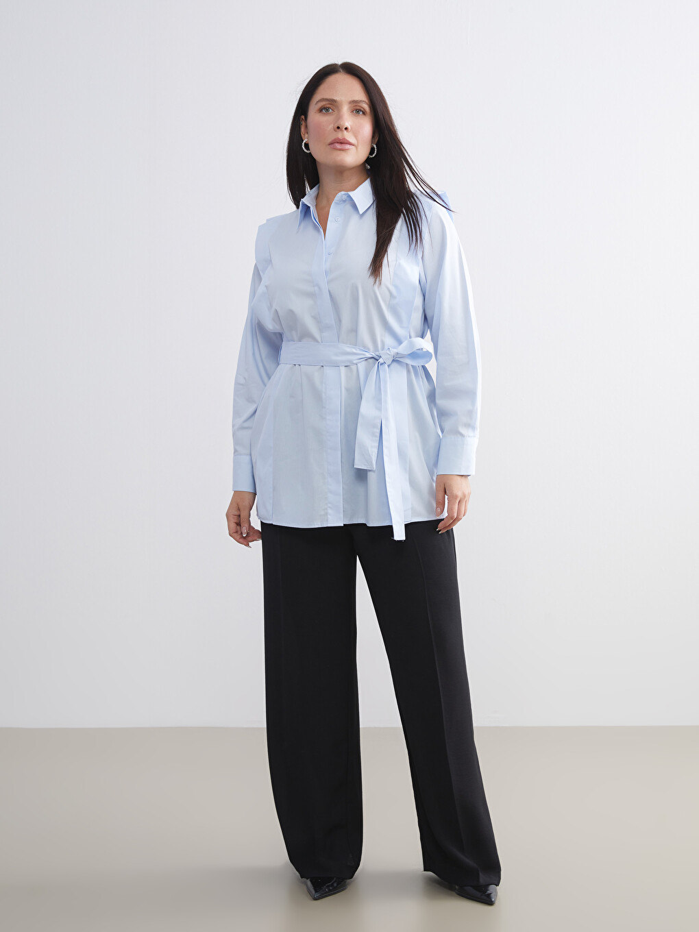 Plain Long Sleeve Women's Shirt Tunic-5
