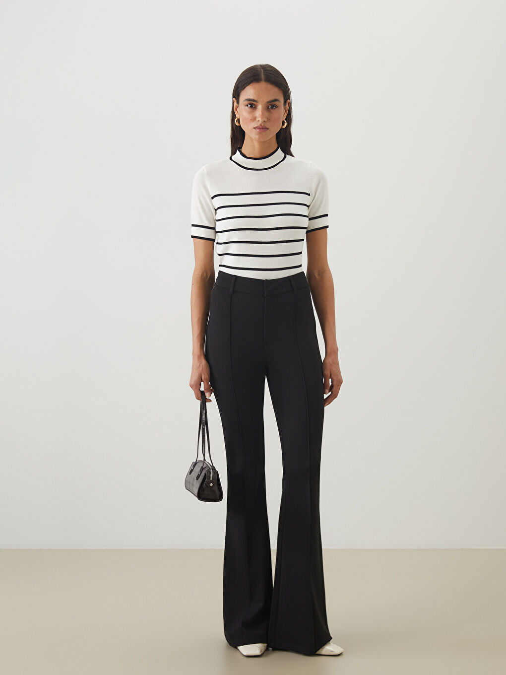 High Waist Slim Fit Flared Women's Trousers