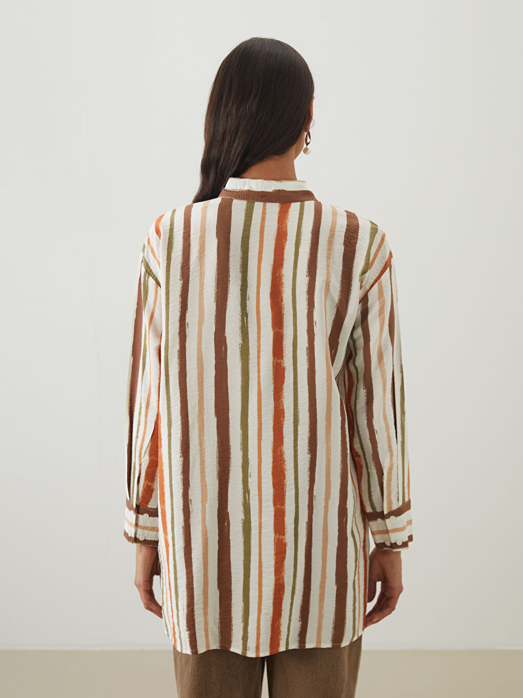 LCW Modest Striped Women's Shirt Tunic -W50087Z8-LRA