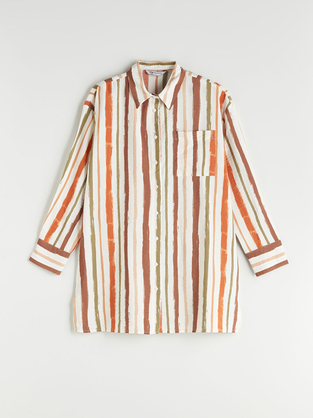 LCW Modest Striped Women's Shirt Tunic -W50087Z8-LRA
