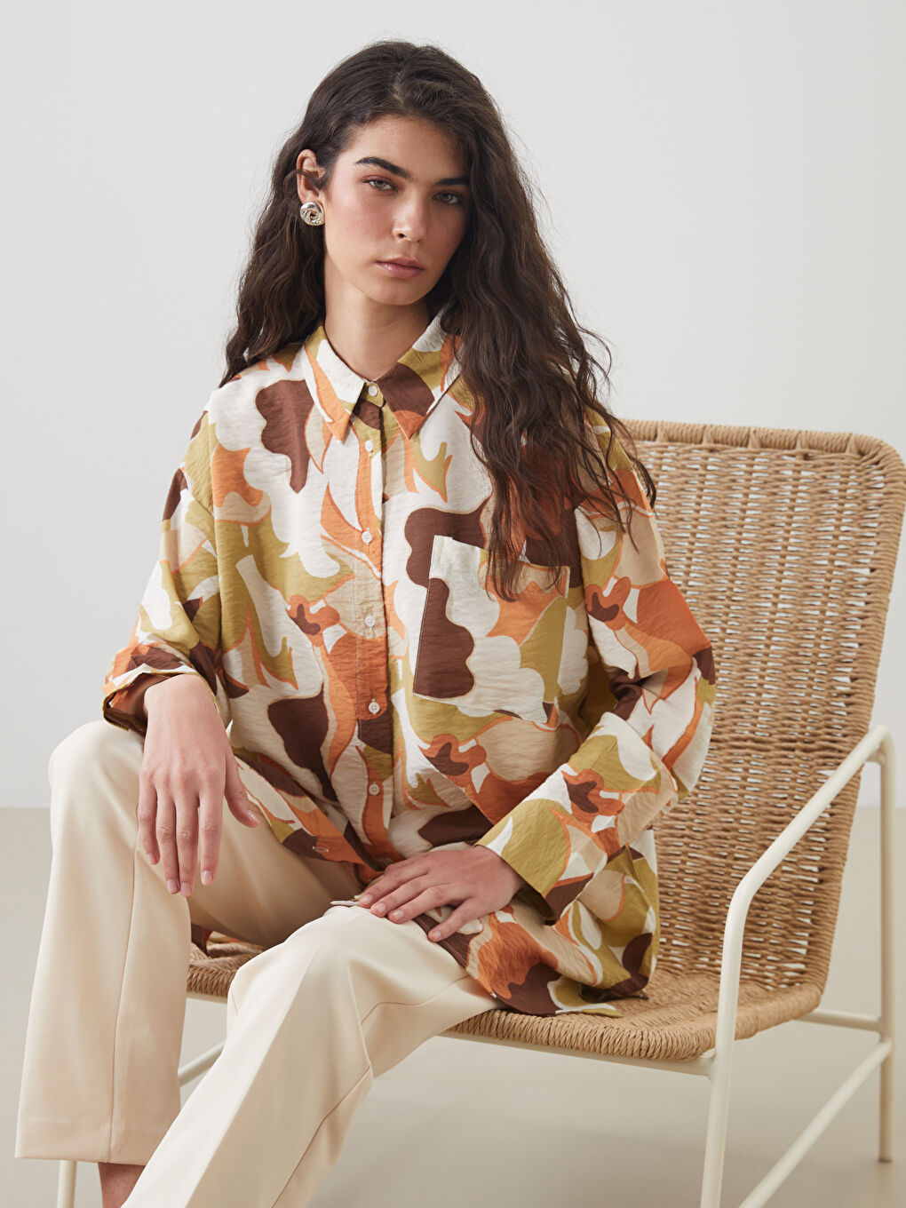 LCW Modest تونيك قميص نسائي منقوش -W50087Z8-LS6