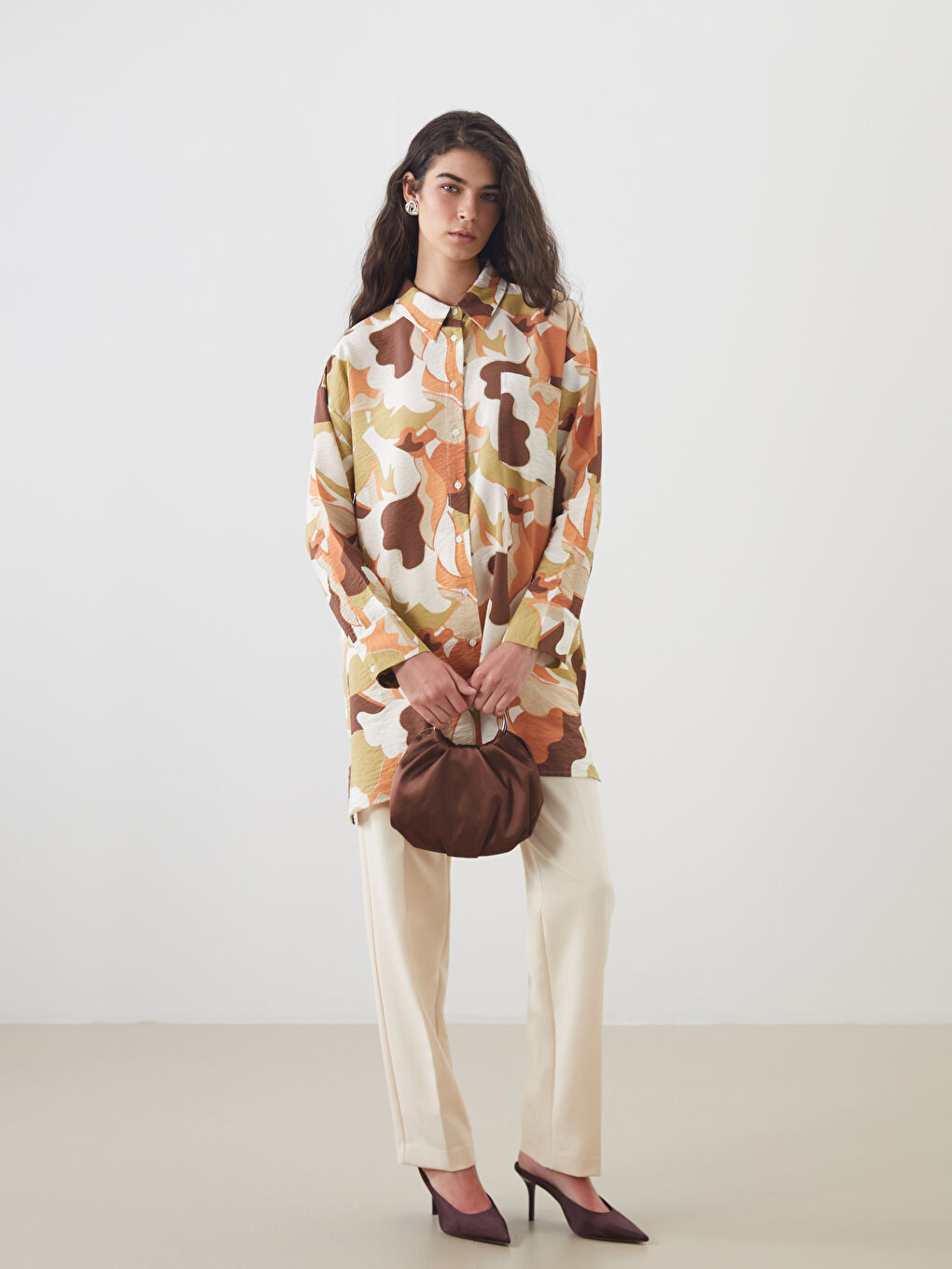 LCW Modest تونيك قميص نسائي منقوش -W50087Z8-LS6