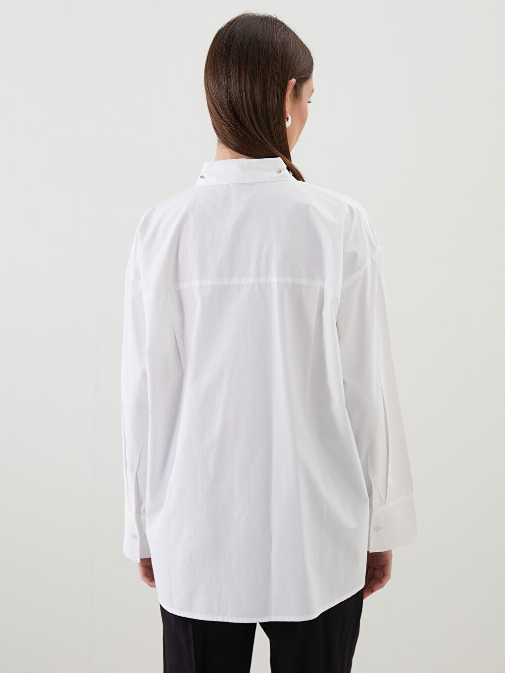 LCW Modest Rhinestone Embellished Oversize Women's Shirt Tunic -W50094Z8-EEW