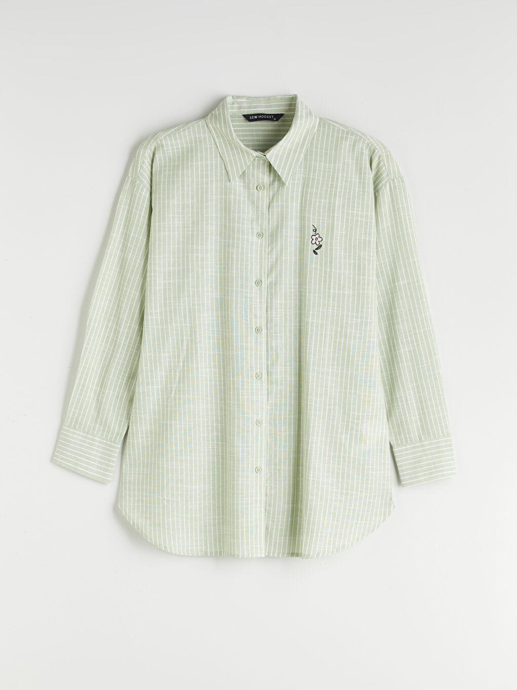 LCW Modest Striped Oversize Poplin Women's Shirt Tunic -W50098Z8-LFT