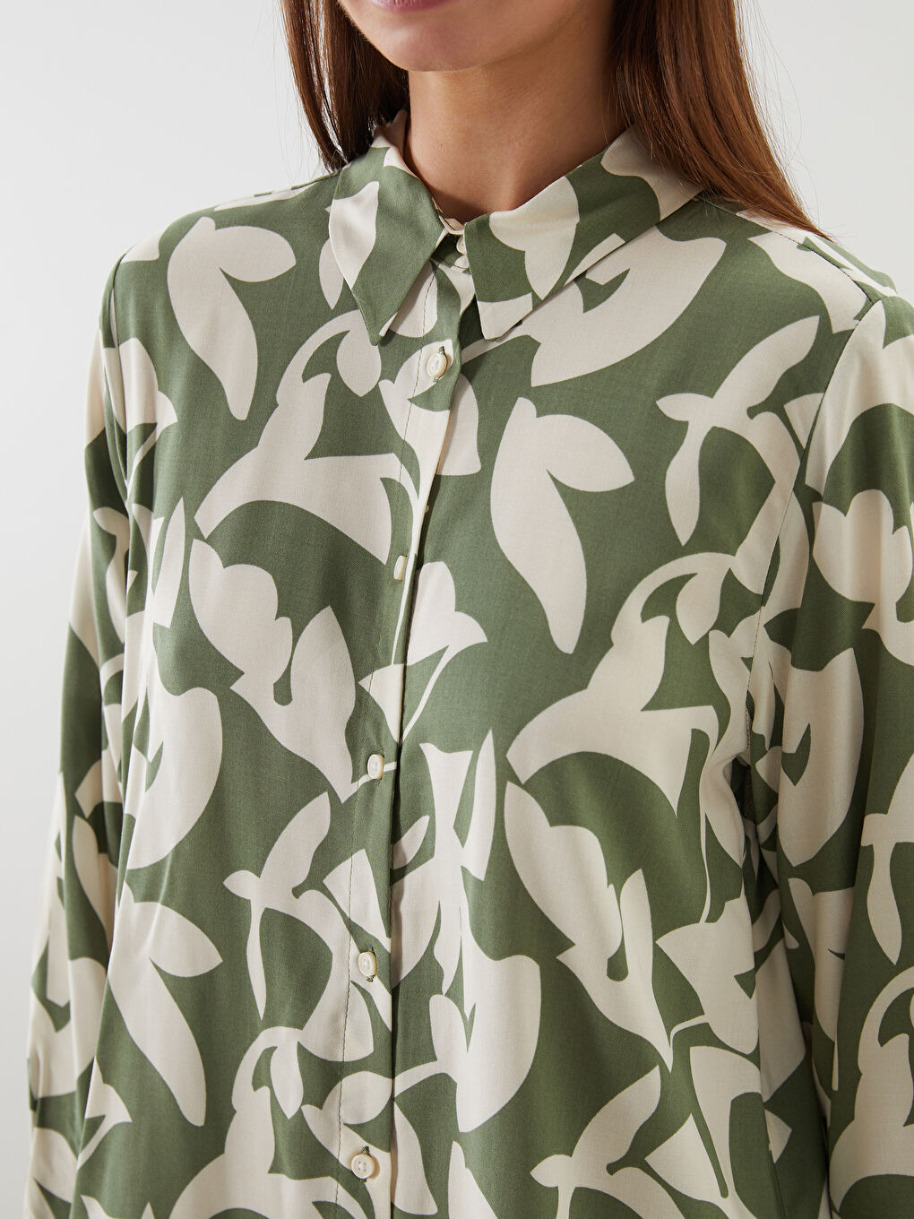 LCW Modest Patterned Women's Shirt Tunic -W50102Z8-LRR