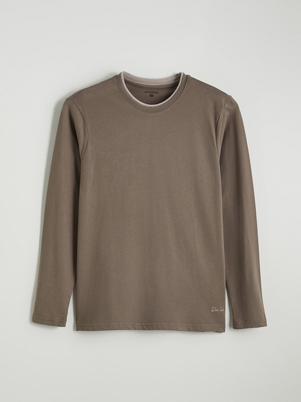 Kahverengi Bisiklet Yaka Uzun Kollu Erkek Pijama Üst-4