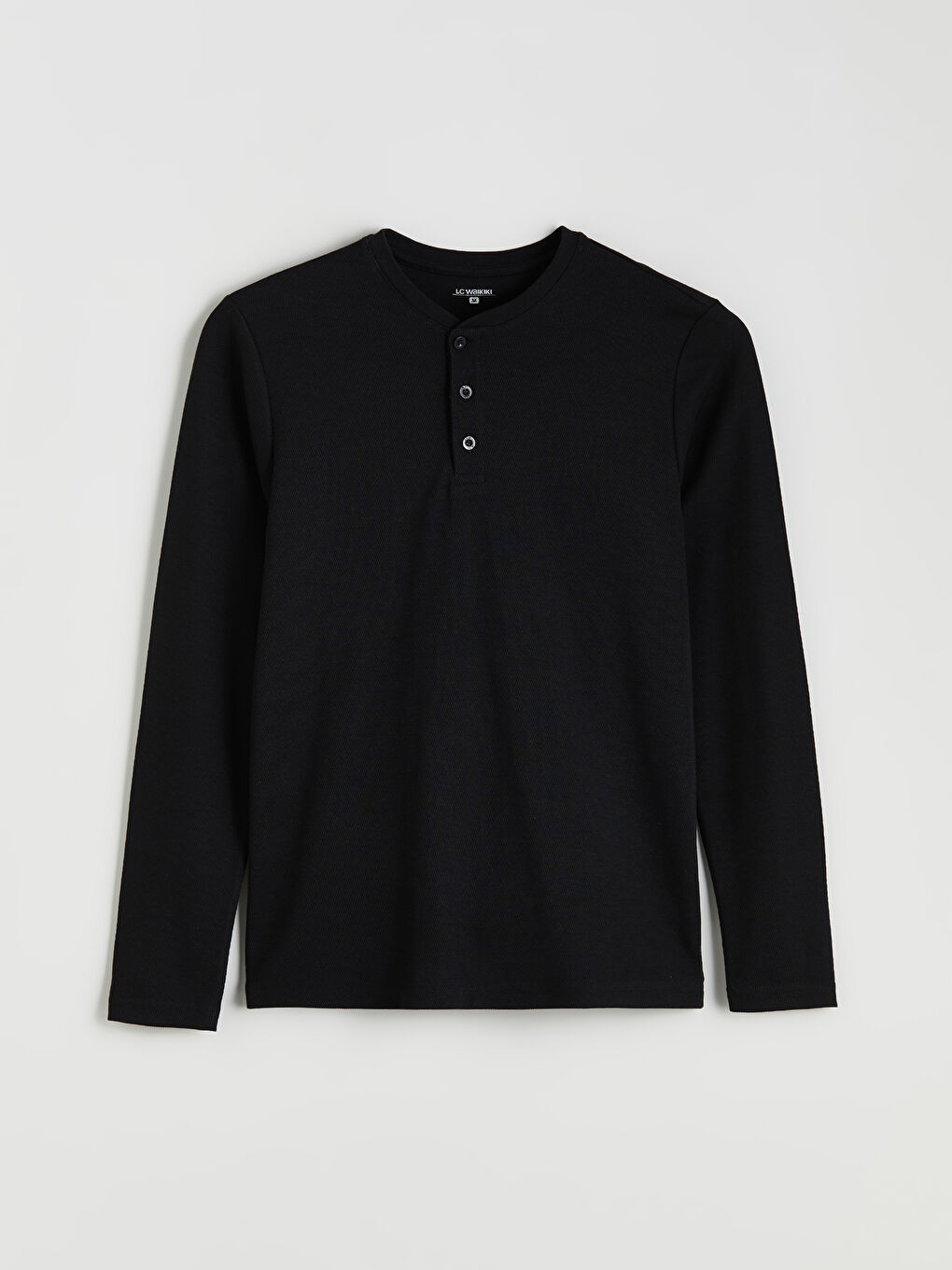 Siyah Bisiklet Yaka Uzun Kollu Erkek Pijama Üst-4