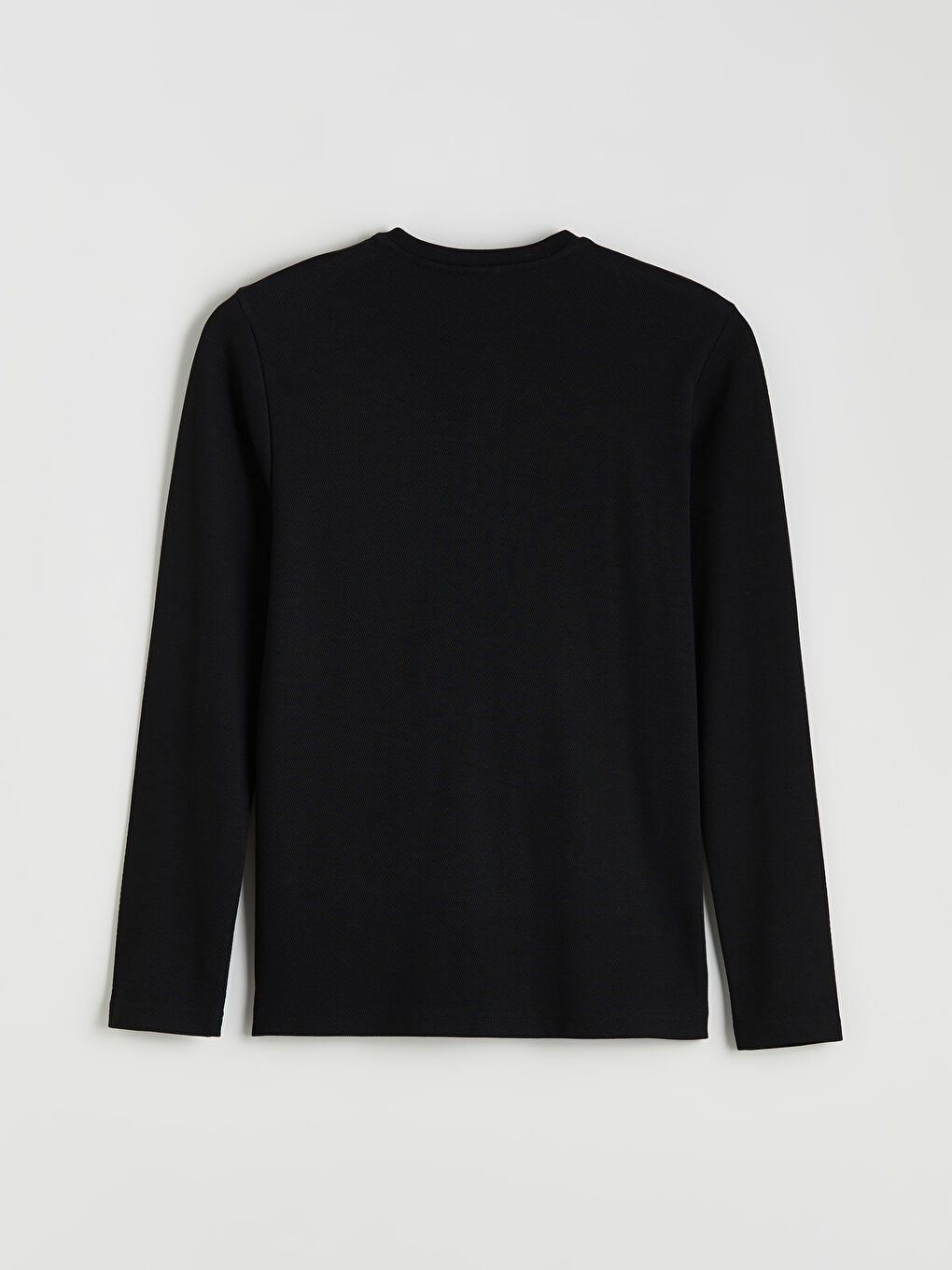 Siyah Bisiklet Yaka Uzun Kollu Erkek Pijama Üst-5