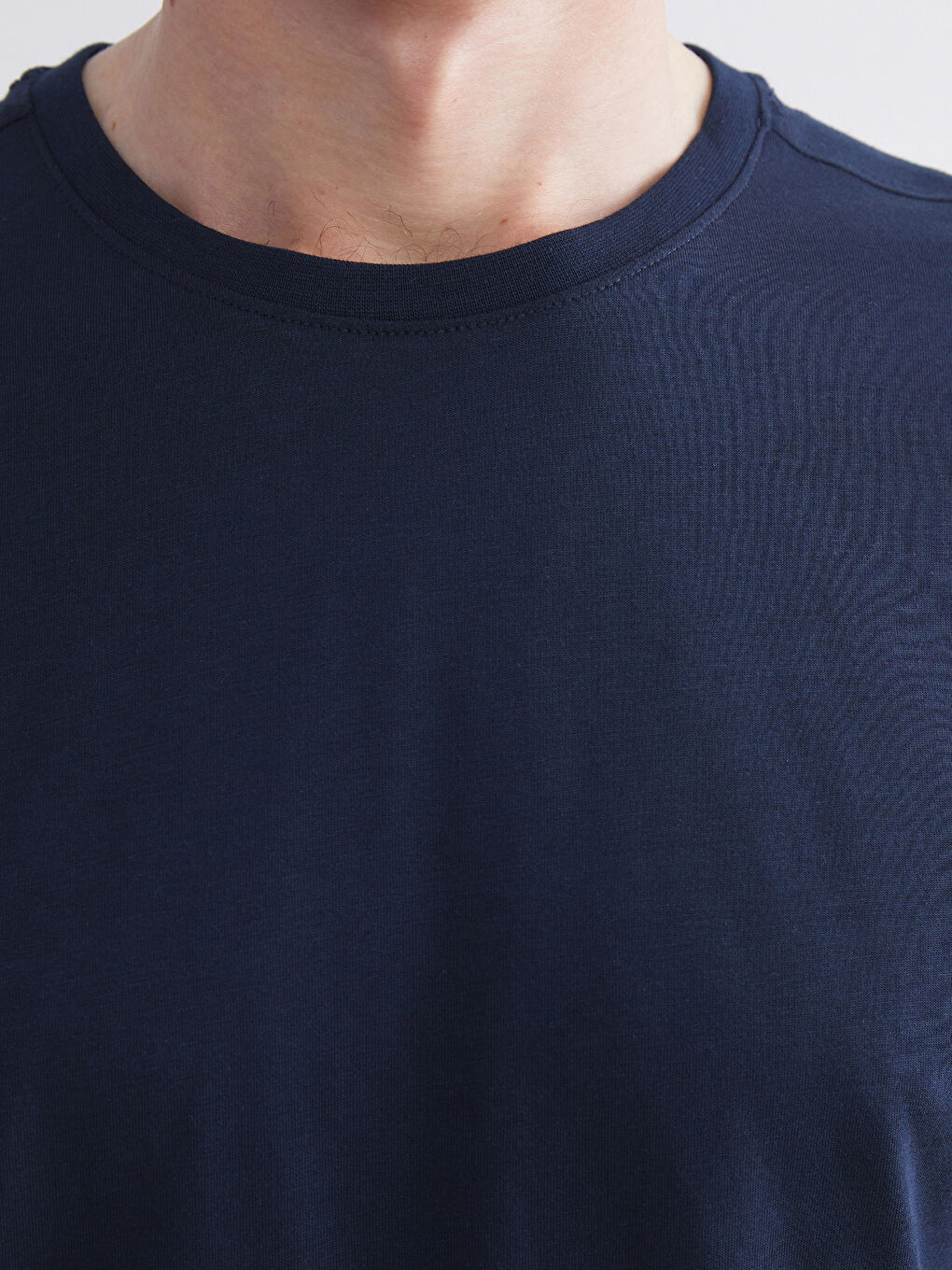 Lacivert Bisiklet Yaka Kısa Kollu Erkek Pijama Üst-4