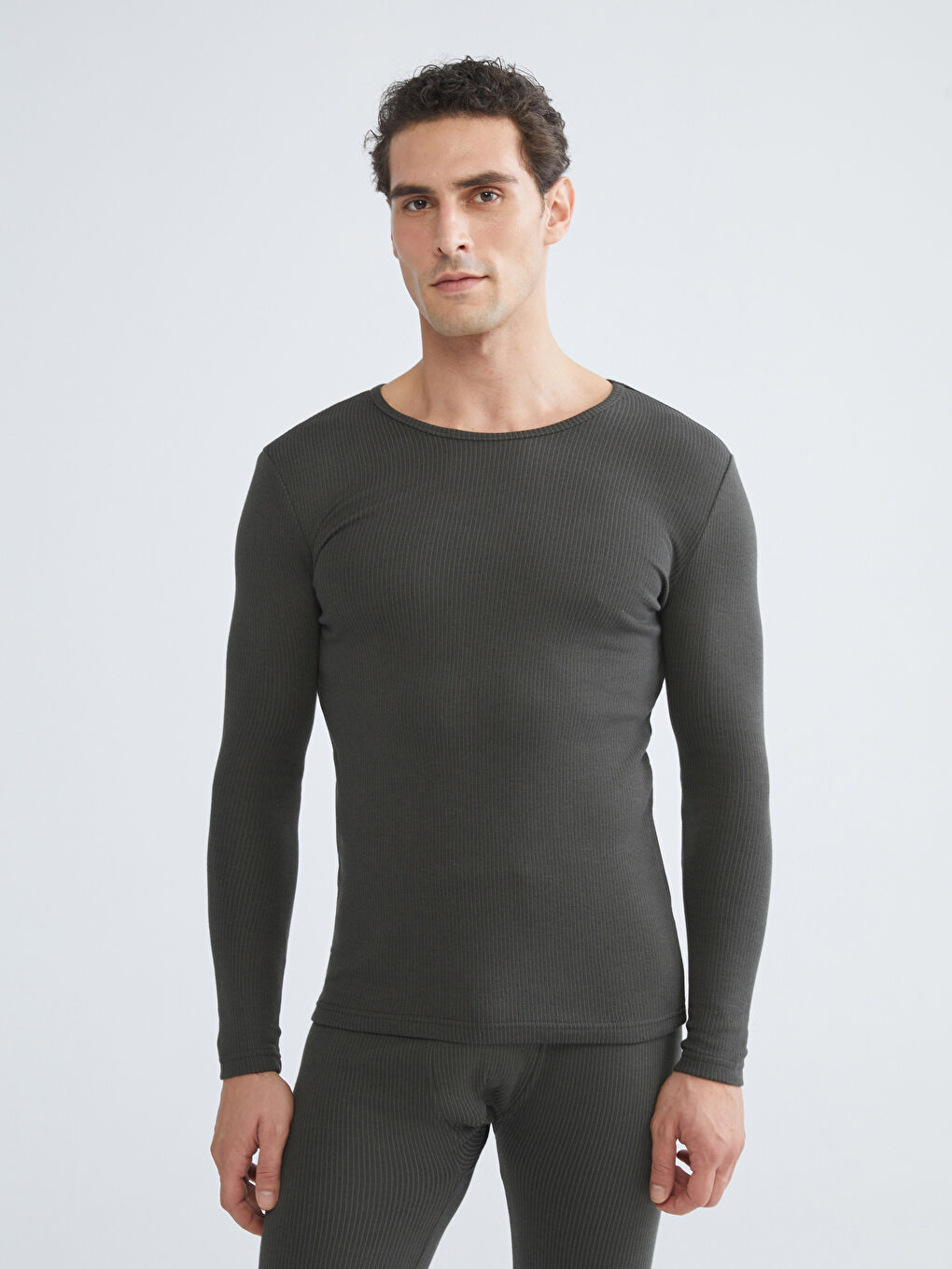 Haki Bisiklet Yaka Termal Erkek Atlet