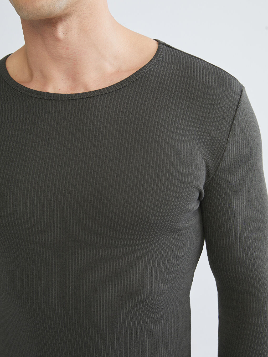 Haki Bisiklet Yaka Termal Erkek Atlet-2