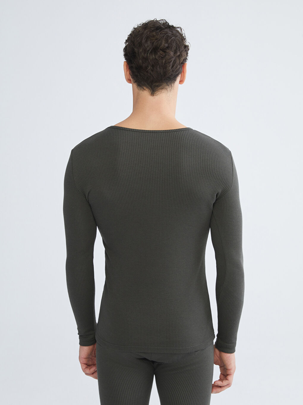 Haki Bisiklet Yaka Termal Erkek Atlet-3