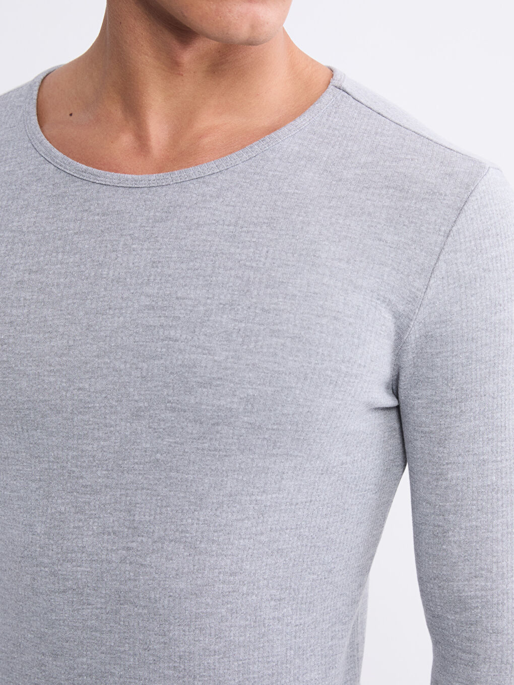 Gri Bisiklet Yaka Termal Erkek Atlet-2