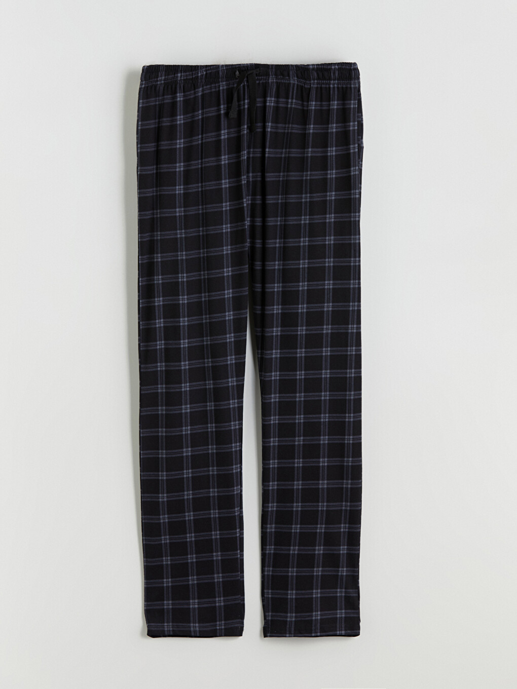 Siyah Standart Kalıp Ekose Erkek Pijama Alt-4