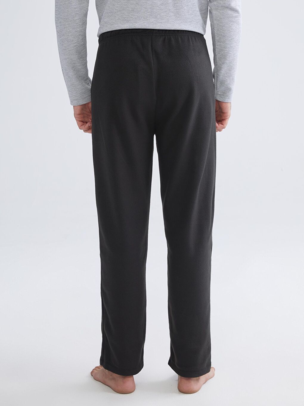 Siyah Standart Kalıp Polar Erkek Pijama Altı-3