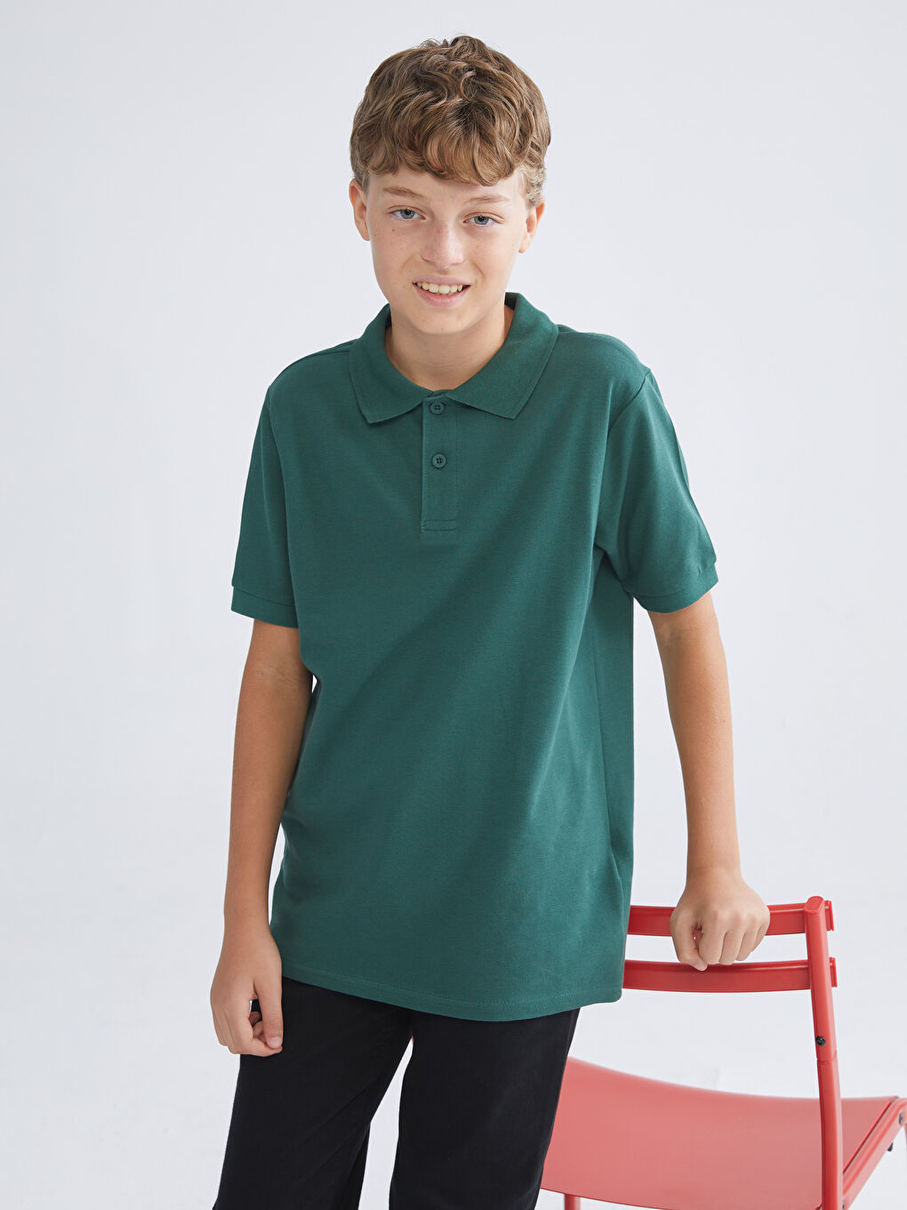Yeşil Polo Yaka Erkek Çocuk Tişört