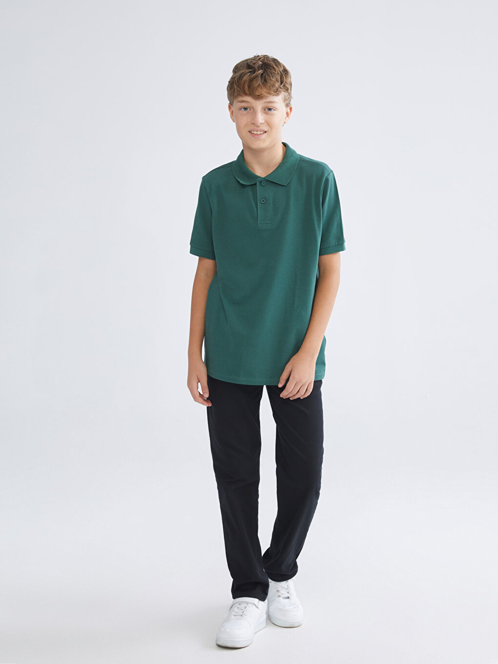 Yeşil Polo Yaka Erkek Çocuk Tişört-1