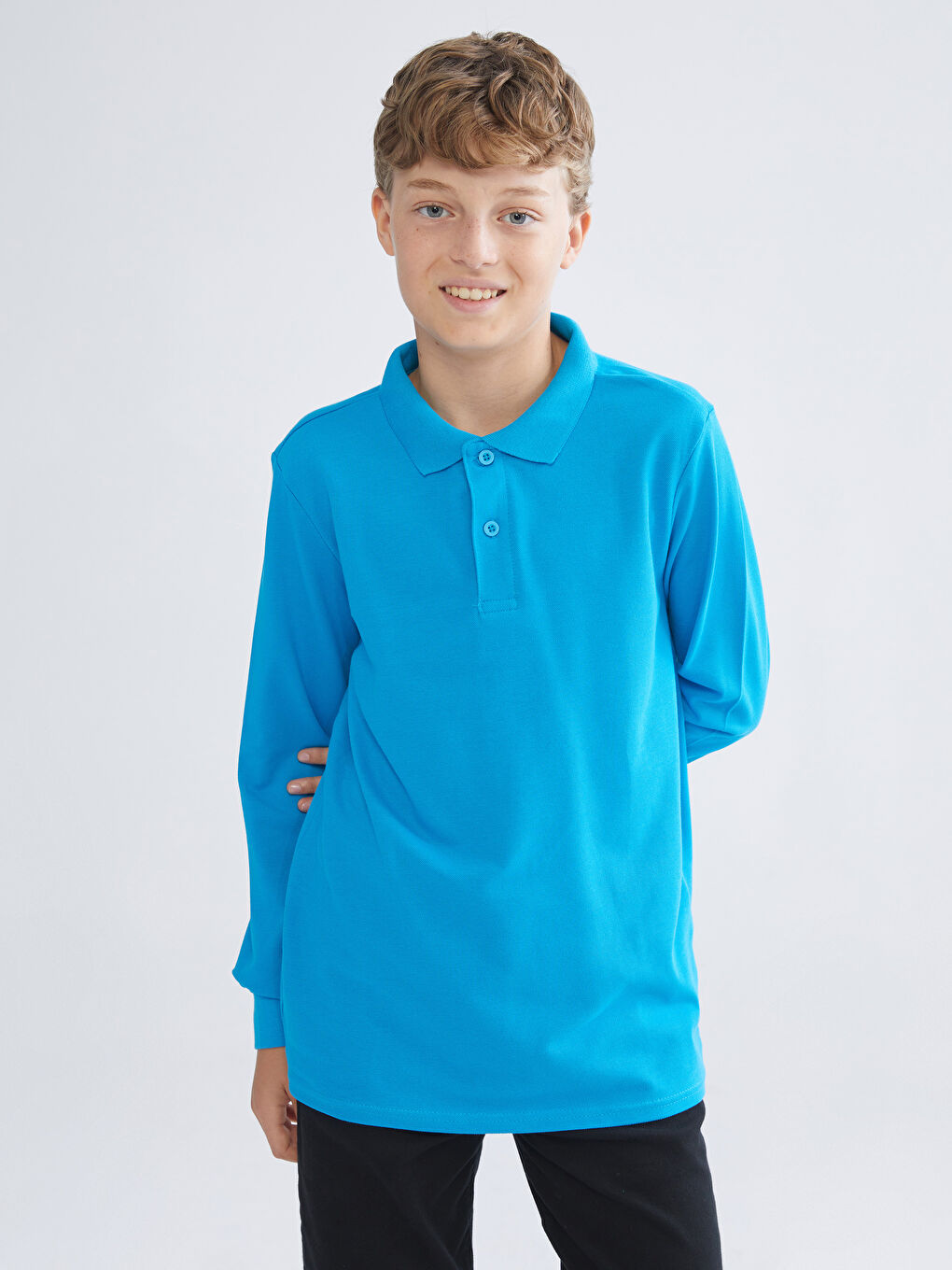 Turkuaz Polo Yaka Erkek Çocuk Tişört