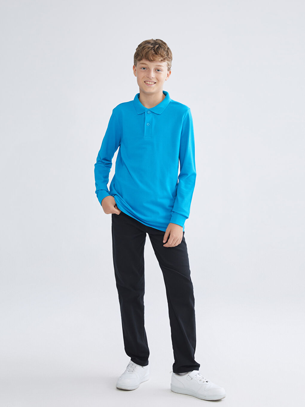 Turkuaz Polo Yaka Erkek Çocuk Tişört-1
