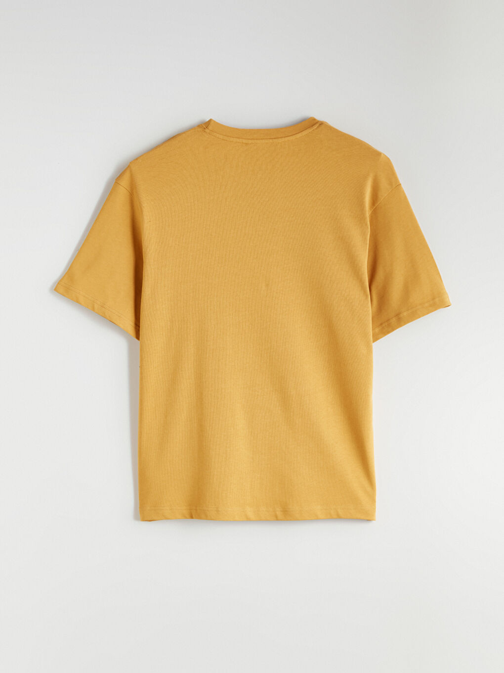 Sarı Bisiklet Yaka Penye Erkek Tişört-5