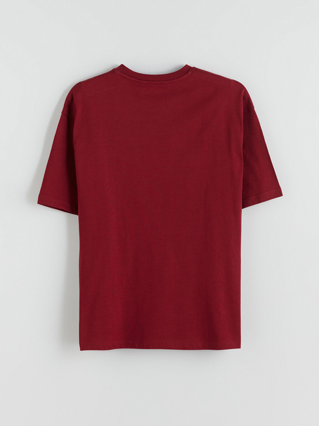 Bordo Bisiklet Yaka Penye Erkek Tişört-5