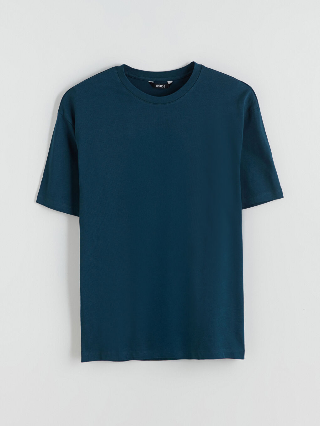 Petrol Bisiklet Yaka Penye Erkek Tişört-4