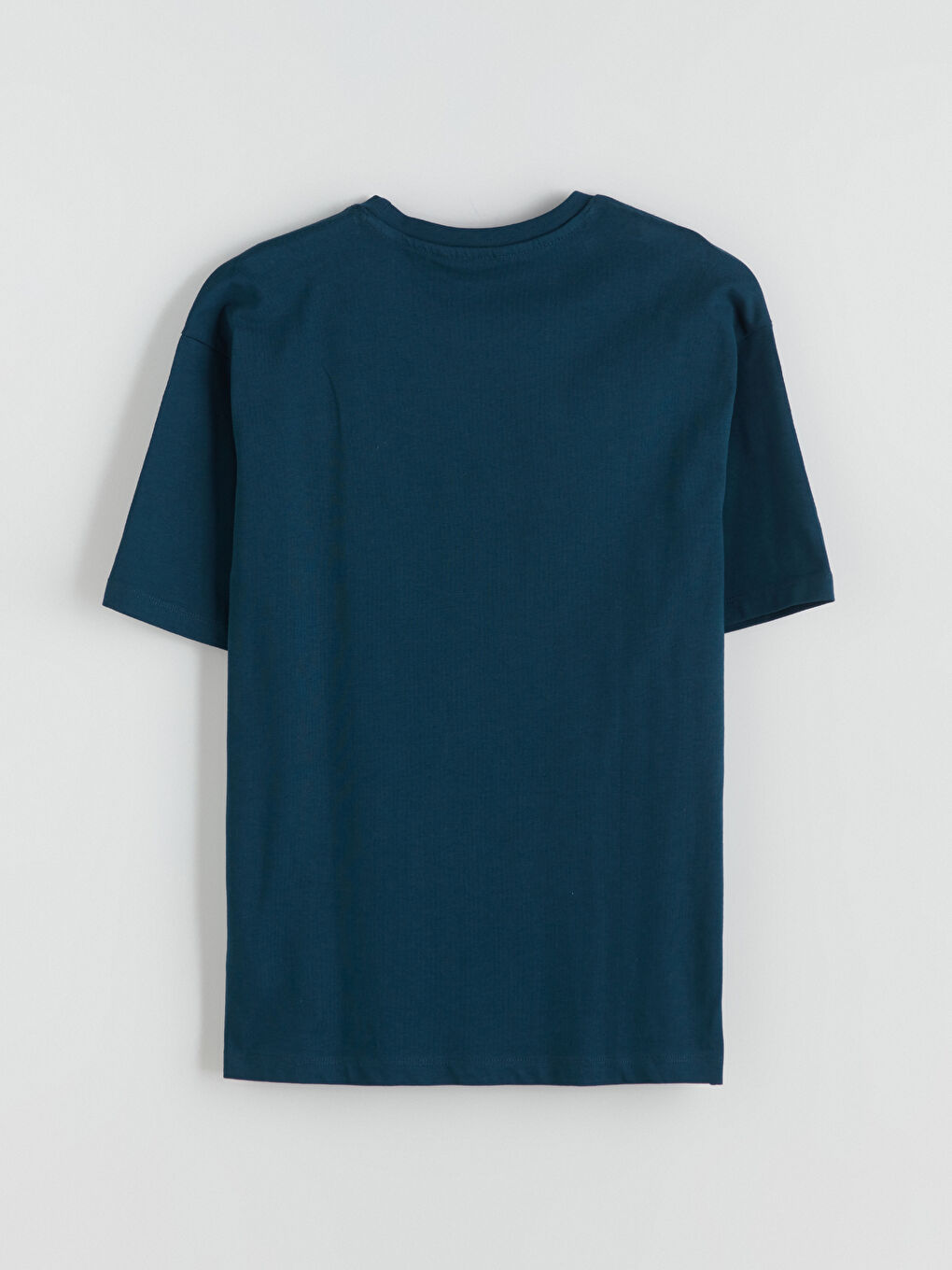 Petrol Bisiklet Yaka Penye Erkek Tişört-5