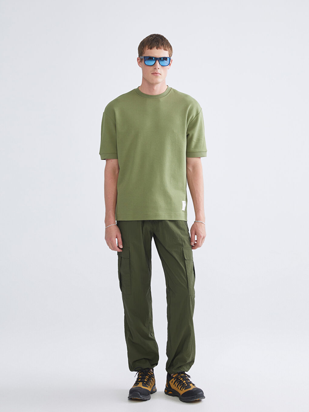 Haki Bisiklet Yaka Erkek Tişört-1