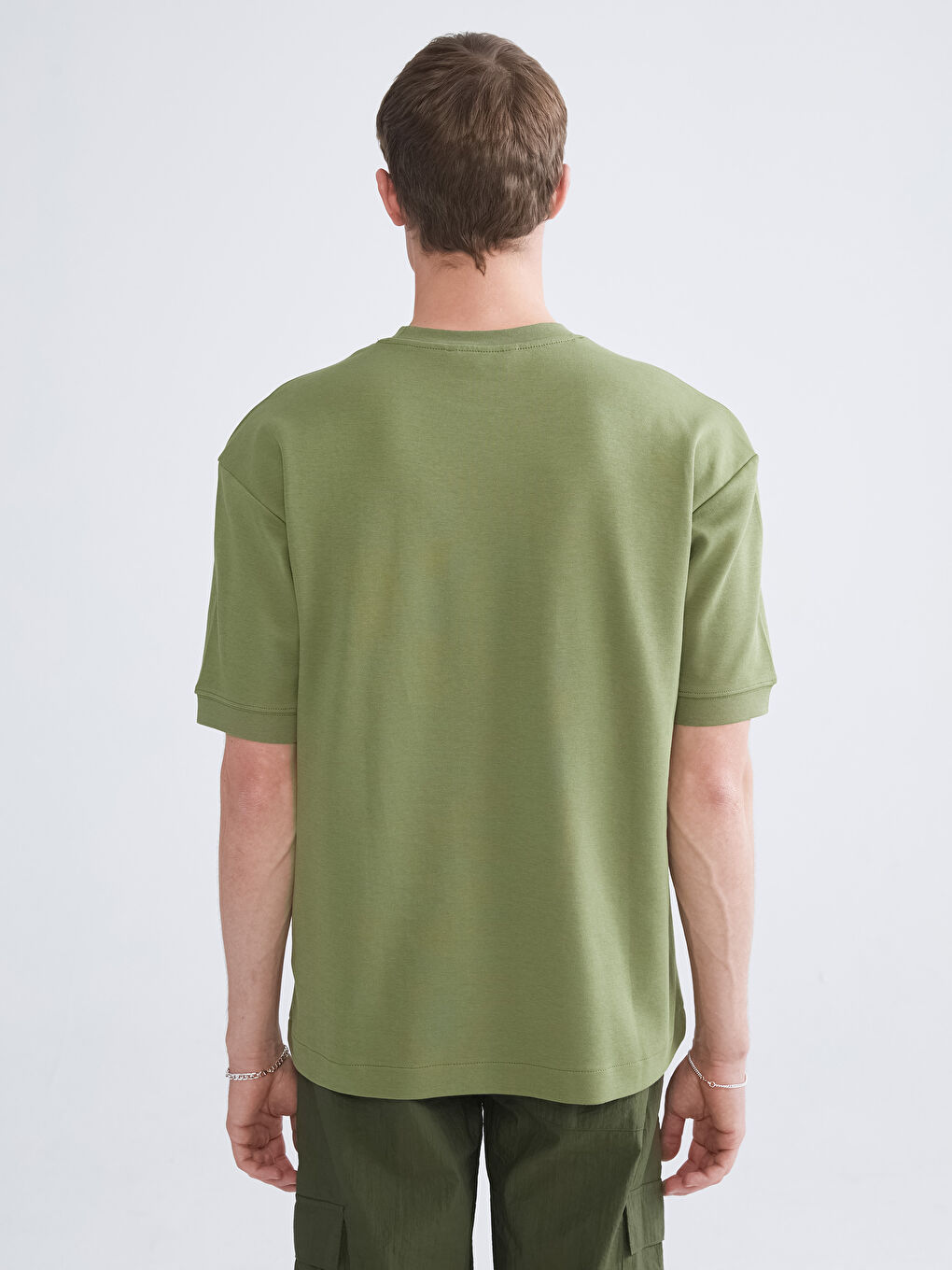 Haki Bisiklet Yaka Erkek Tişört-3