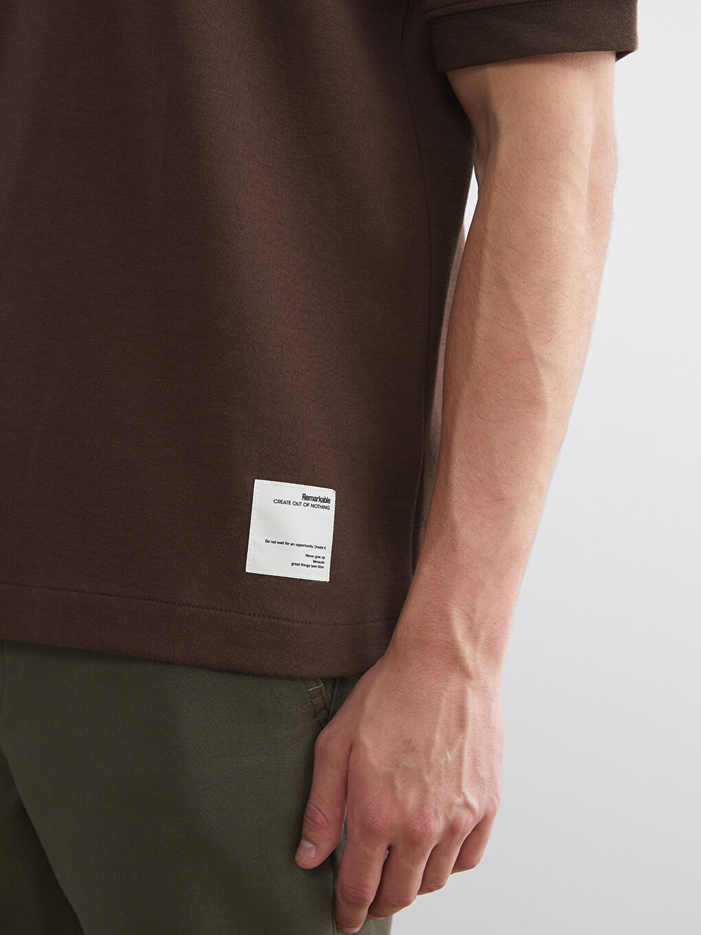 Kahverengi Bisiklet Yaka Erkek Tişört-2