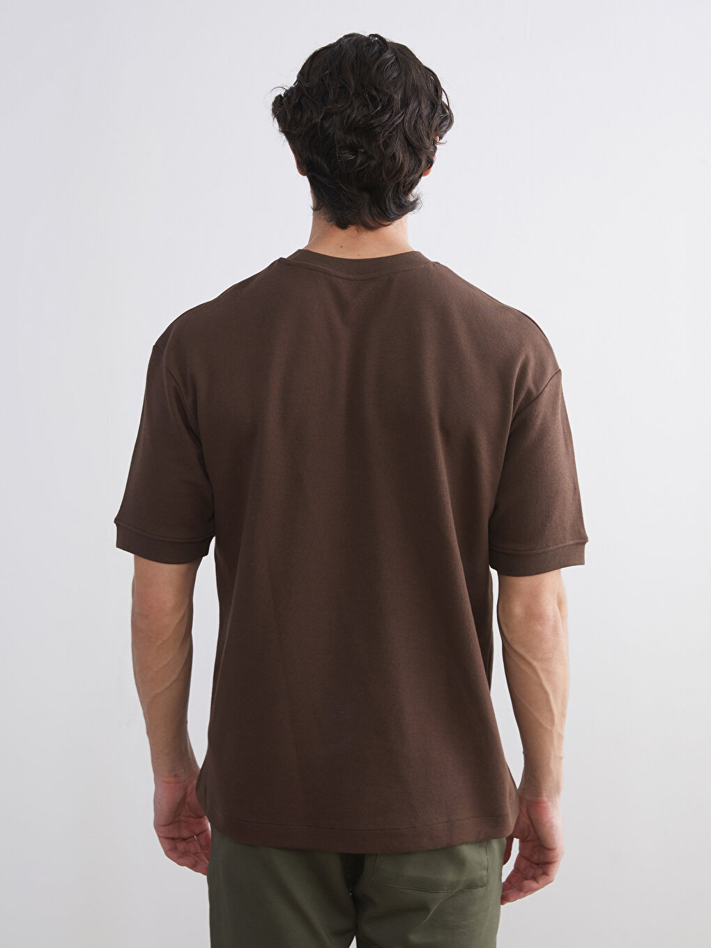 Kahverengi Bisiklet Yaka Erkek Tişört-3