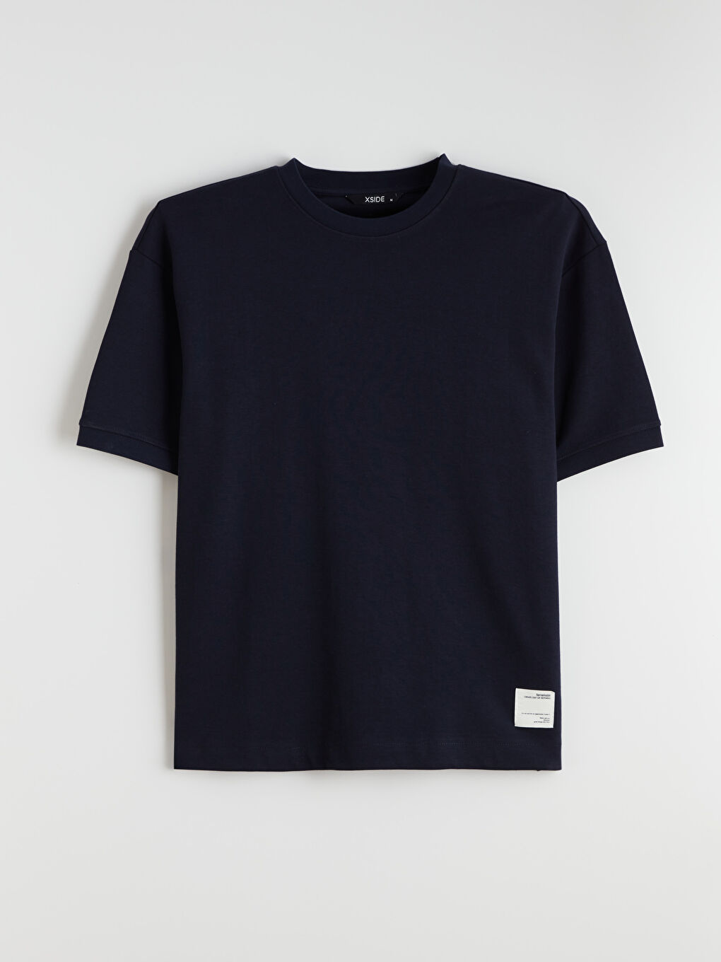 Lacivert Bisiklet Yaka Erkek Tişört-4