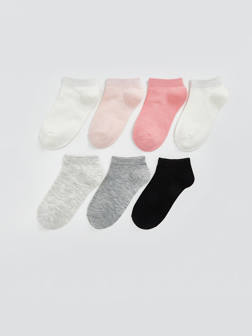 LCW Kids Basic Girls Trainer Socks 7 Pack -W50220Z4-FEW