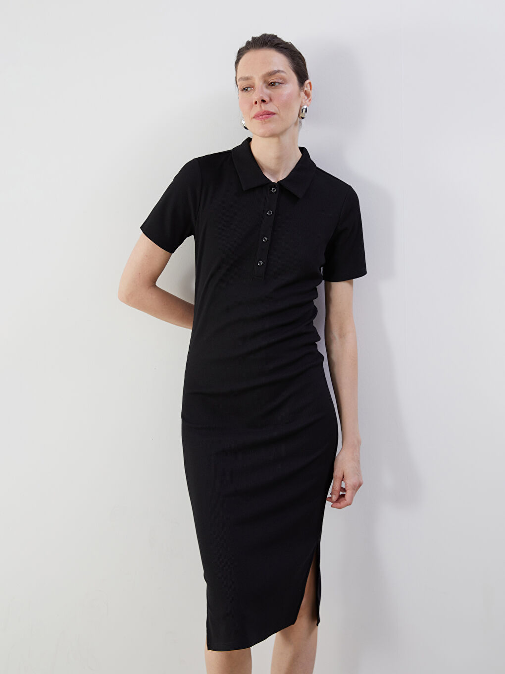 LCW Comfort Polo Neck Bodycon Dress -W50246Z8-CVL