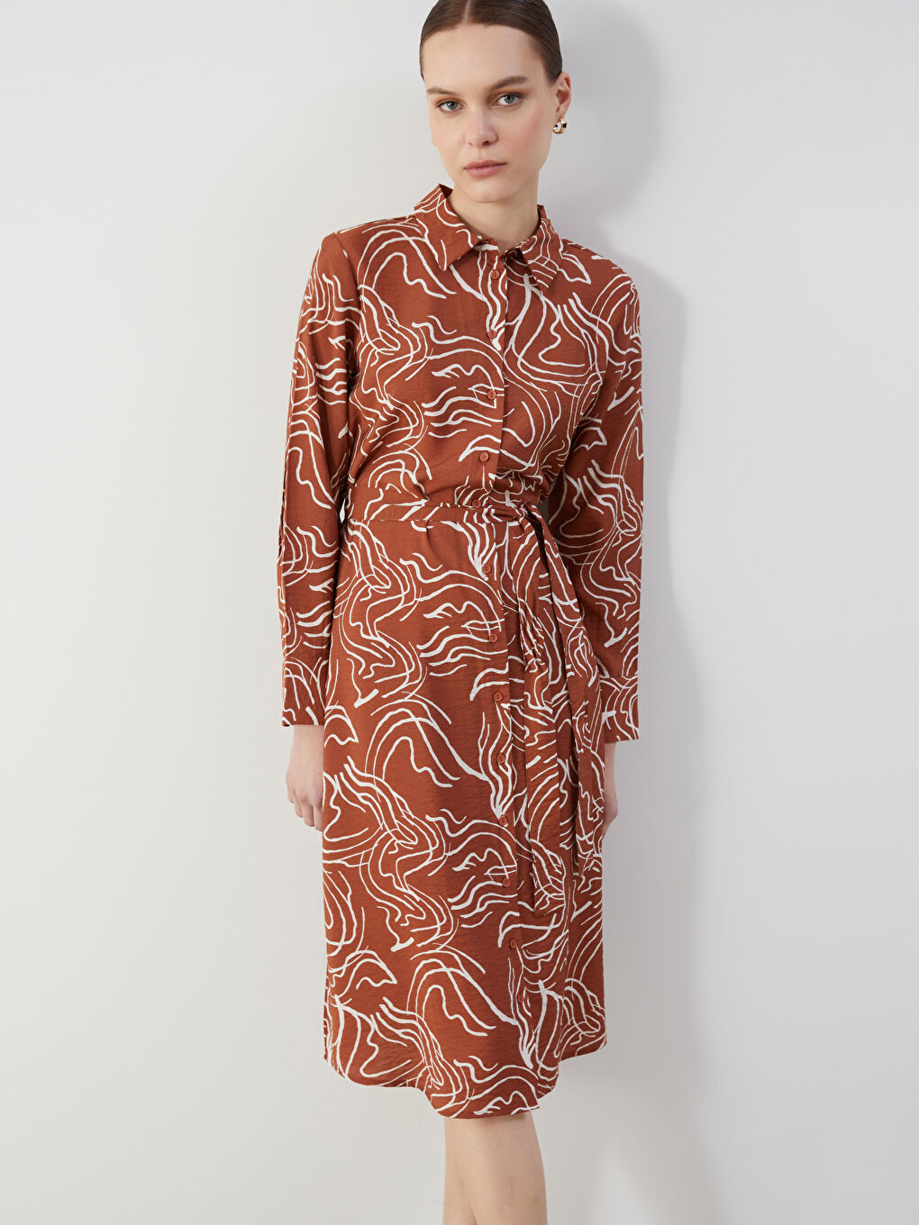 LCW Comfort Patterned Shirt Dress -W50253Z8-LQY