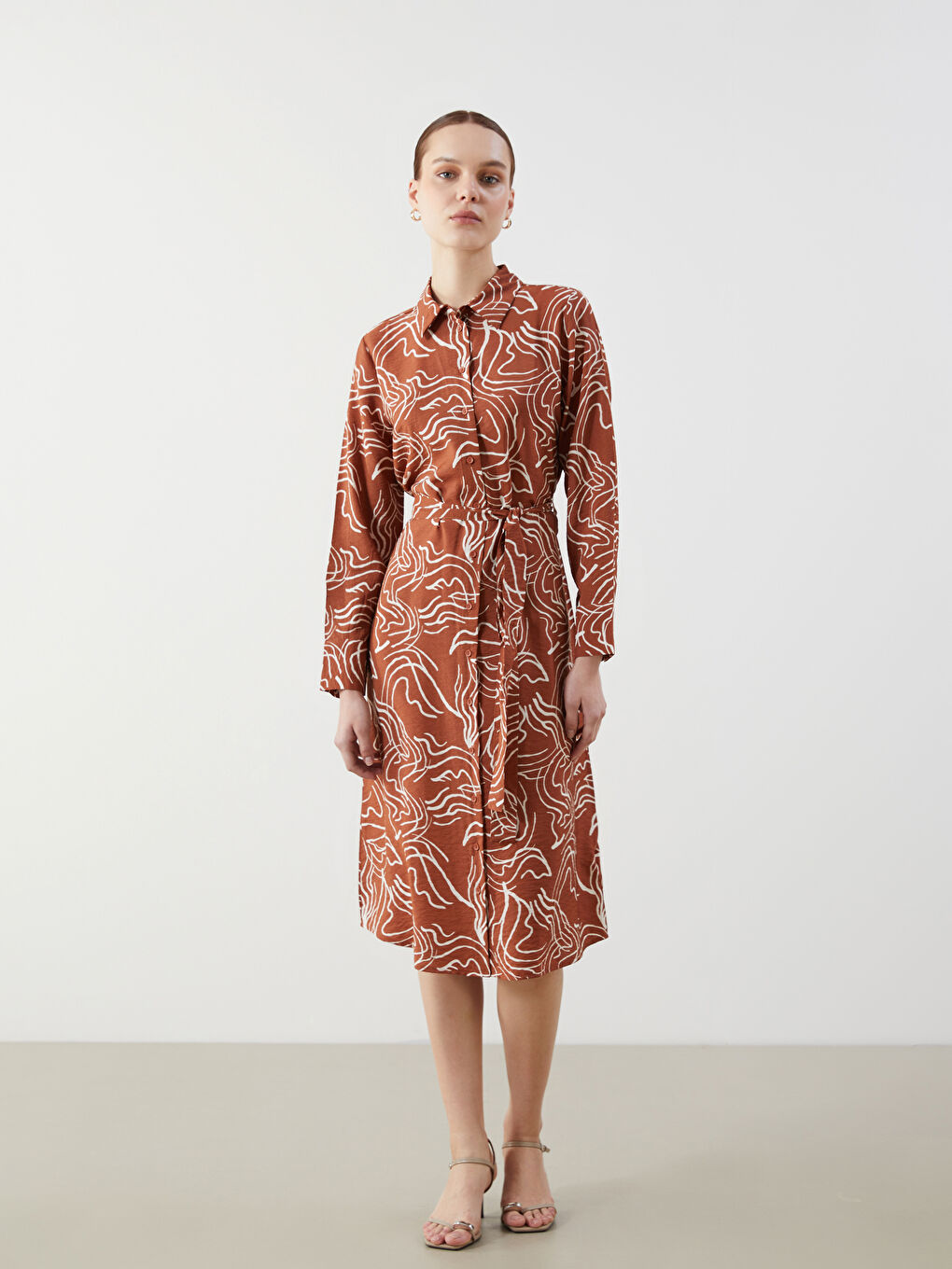 LCW Comfort Patterned Shirt Dress -W50253Z8-LQY