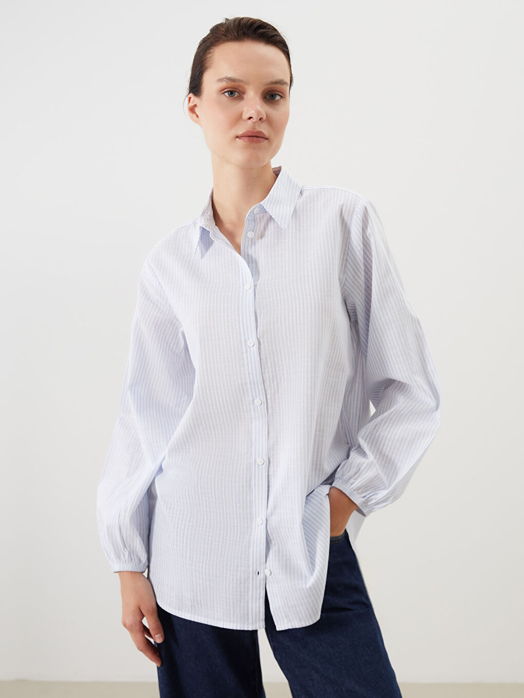 LCW Comfort Striped Women's Shirt -W50254Z8-LEN