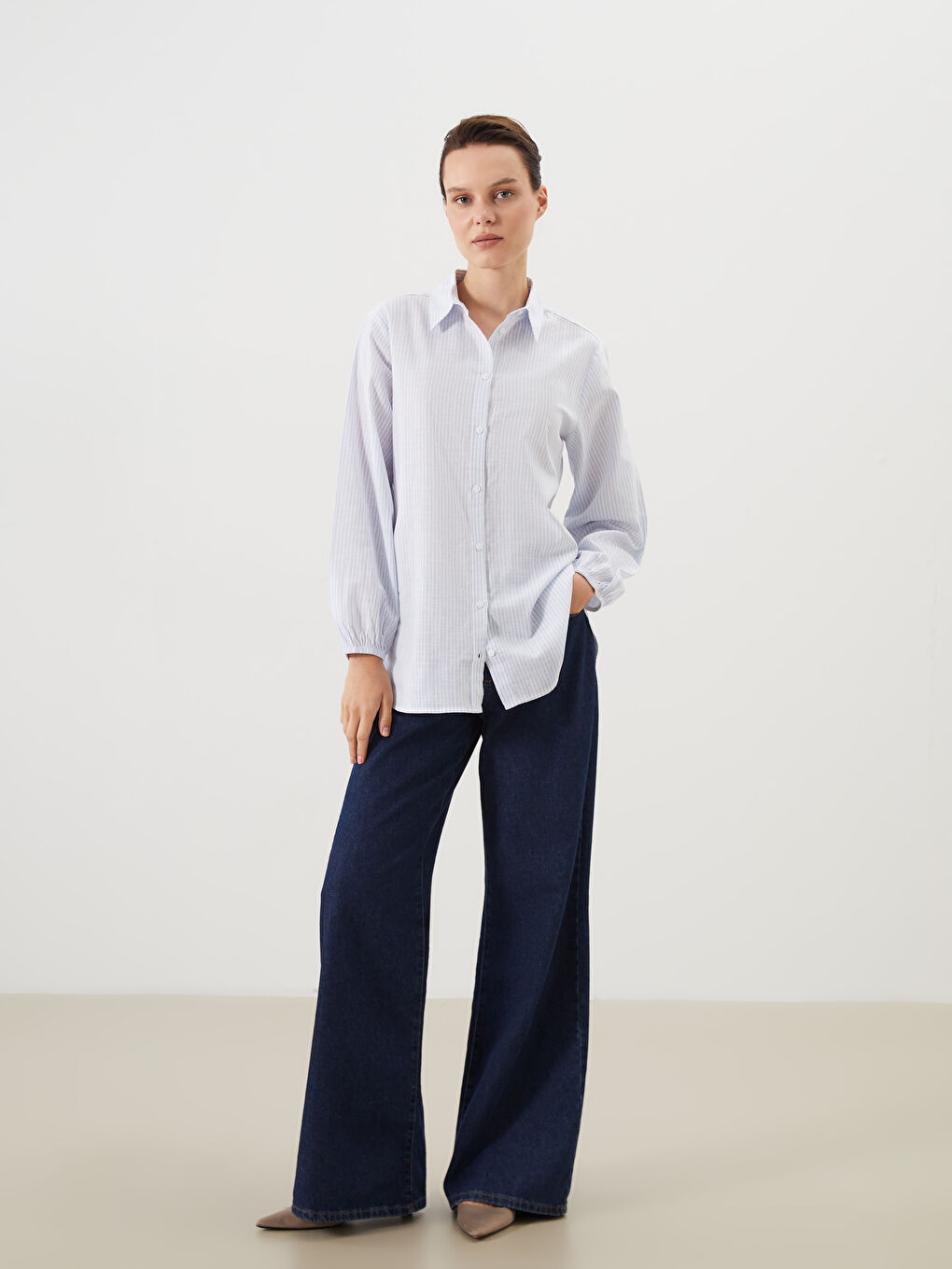 LCW Comfort Striped Women's Shirt -W50254Z8-LEN