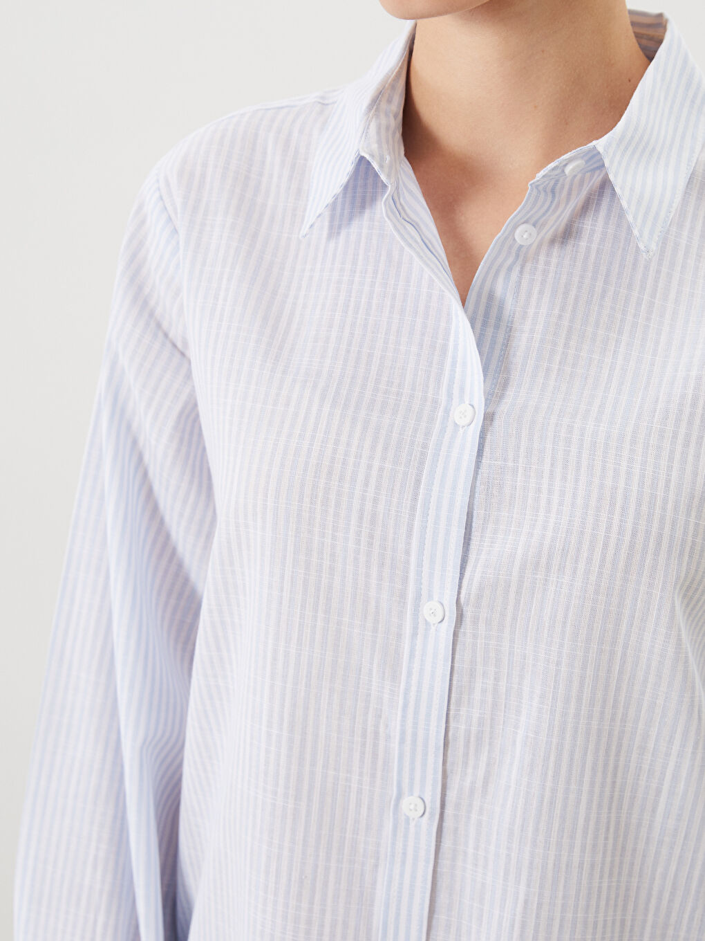 LCW Comfort Striped Women's Shirt -W50254Z8-LEN