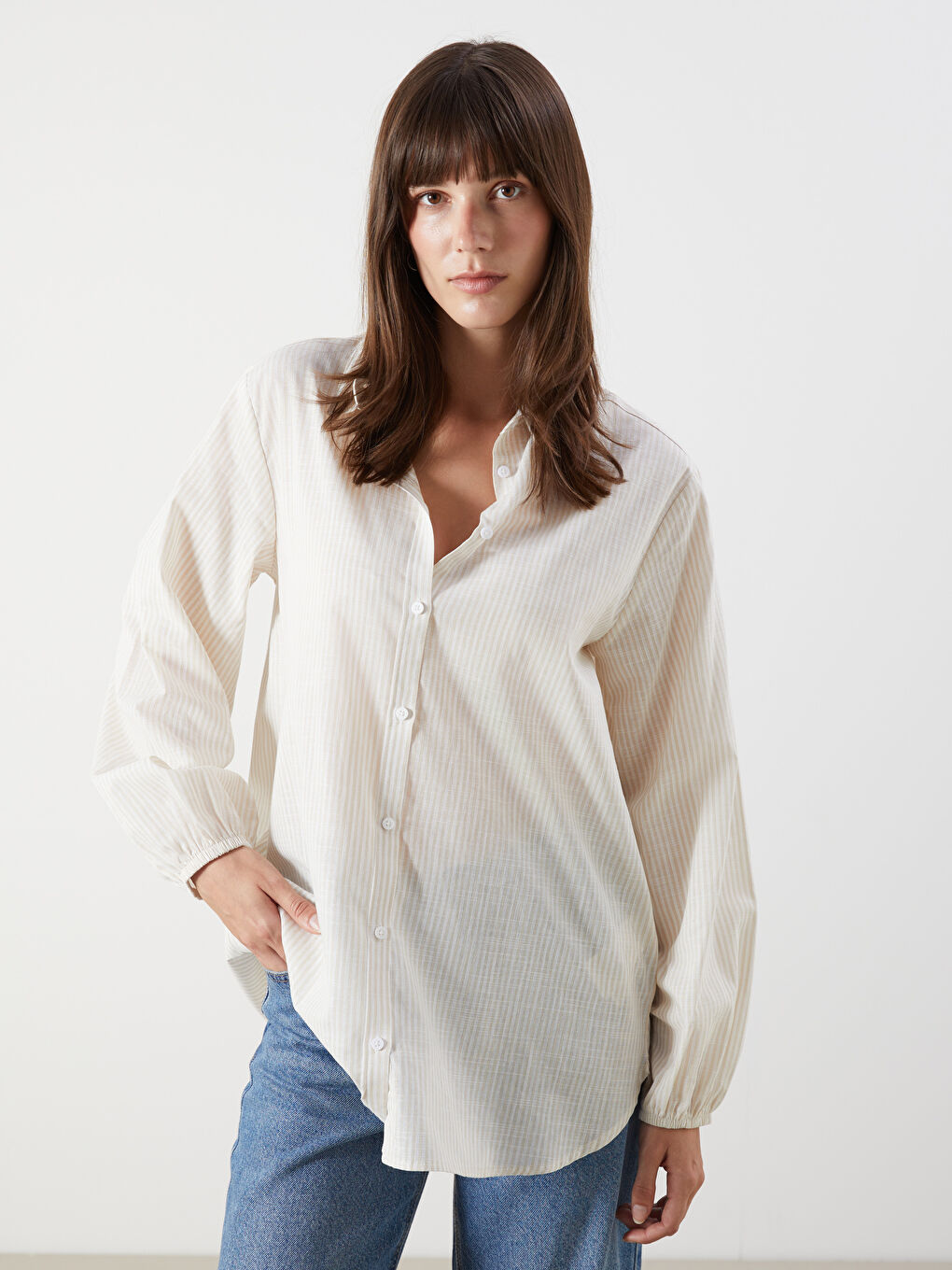 LCW Comfort Striped Women's Shirt -W50254Z8-LE8