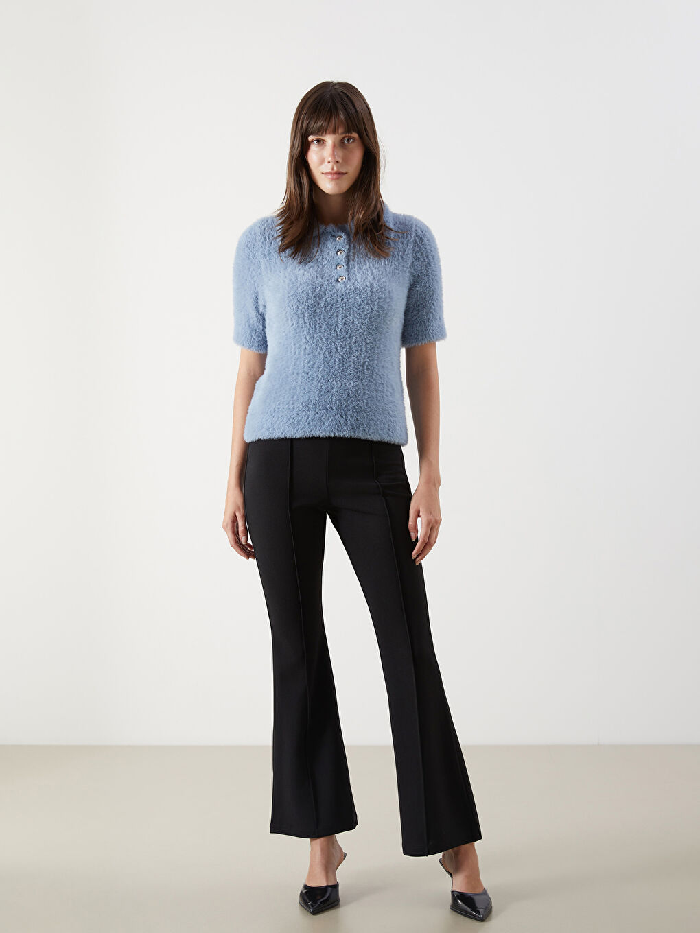 LCW Comfort Women's Trousers with Elastic Waist and Flared Leg -W50258Z8-CVL