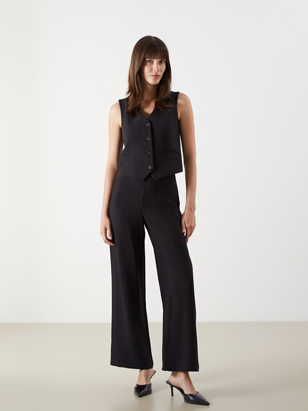 LCW Comfort Elastic Waist Wide Leg Women's Trousers -W50263Z8-CVL