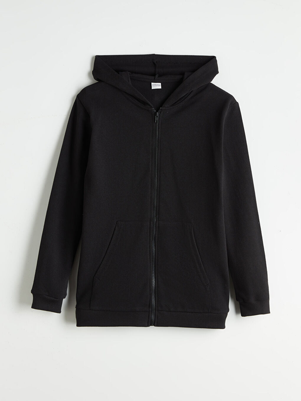 Siyah Kapüşonlu Erkek Çocuk Fermuarlı Sweatshirt-2