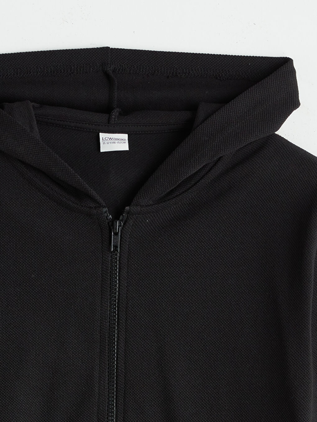 Siyah Kapüşonlu Erkek Çocuk Fermuarlı Sweatshirt-4