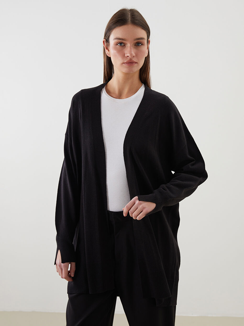 LCW Modest Shawl Collar Women's Knitwear Cardigan -W50281Z8-HEG