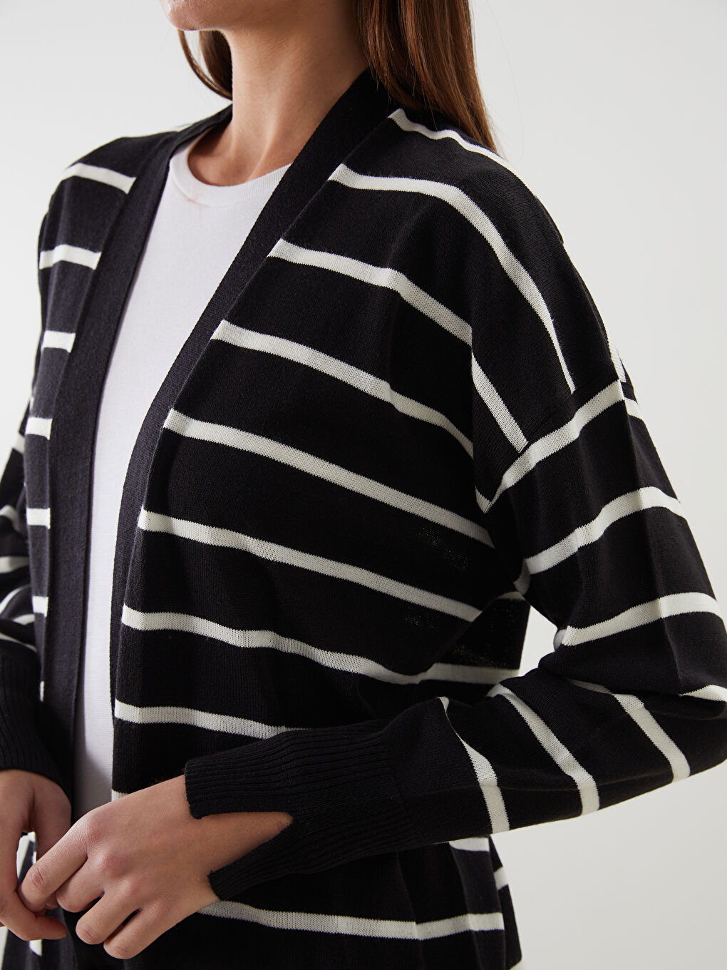 LCW Modest Woman BLACK Cardigan -W50281Z8-LEG