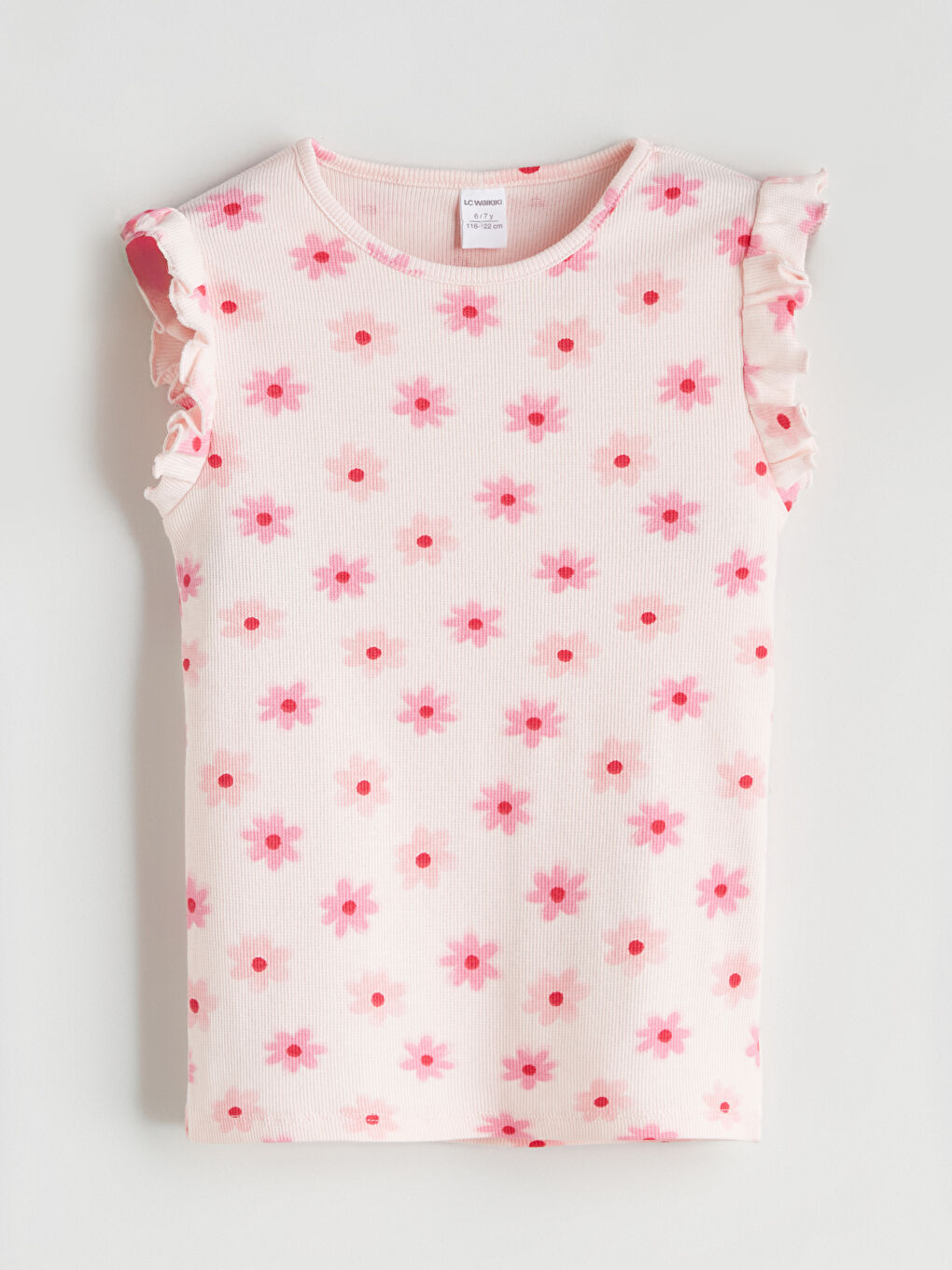 Pembe Bisiklet Yaka Çiçekli Kız Çocuk Bluz-1