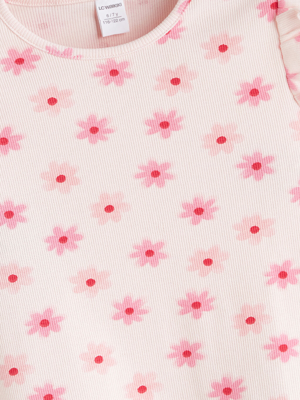 Pembe Bisiklet Yaka Çiçekli Kız Çocuk Bluz-2