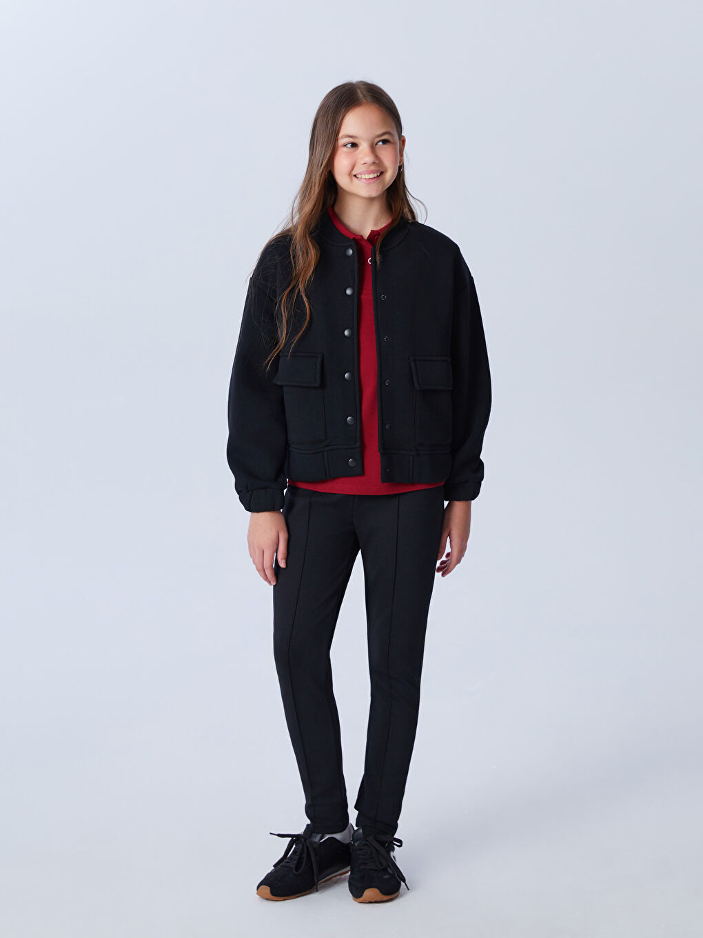 LCW Kids پانتۆڵی درێژ بە کەمەر لاستیکی بۆ کچان -W50292Z4-CVL