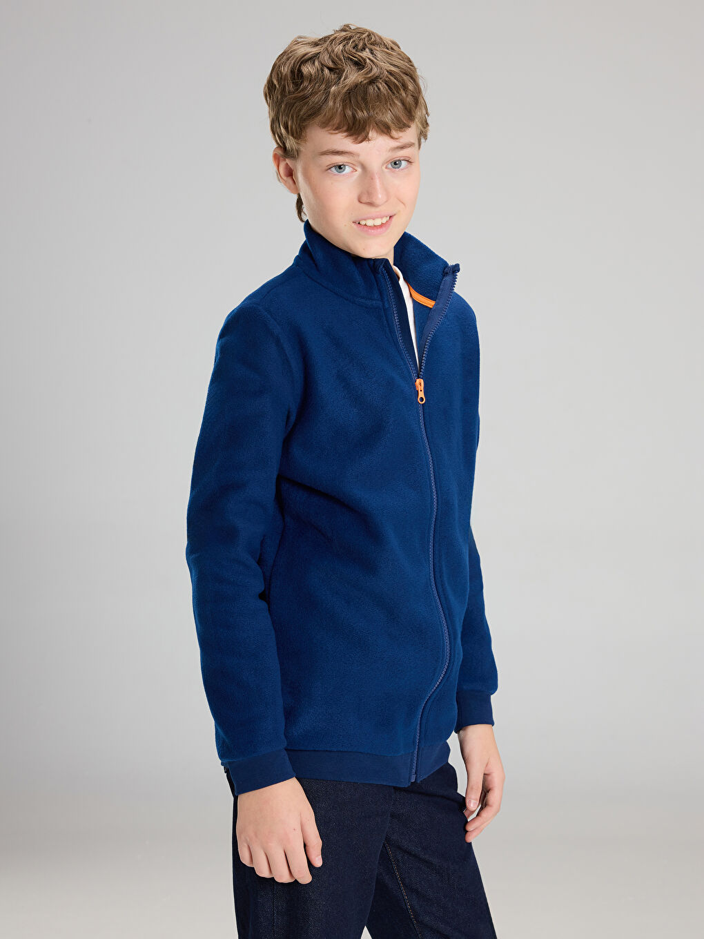 Lacivert Dik Yaka Polar Erkek Çocuk Hırka